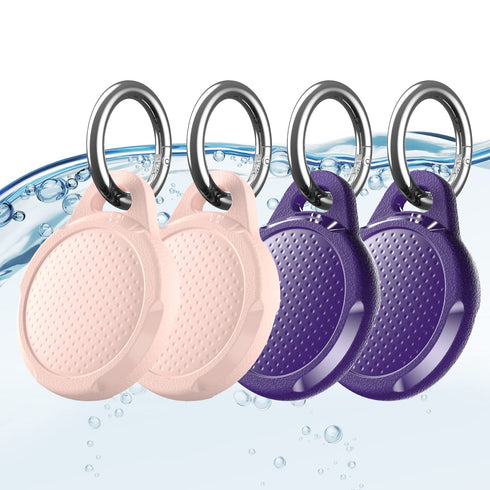 Waterproof Case for Tracker, 4 Pack Tracker Keychain Holder Compatible with Apple Trackers, Ultra Durable Anti-Scratches Protective Case with Keyring/Strap for Luggage, Backpack, Dog Collar